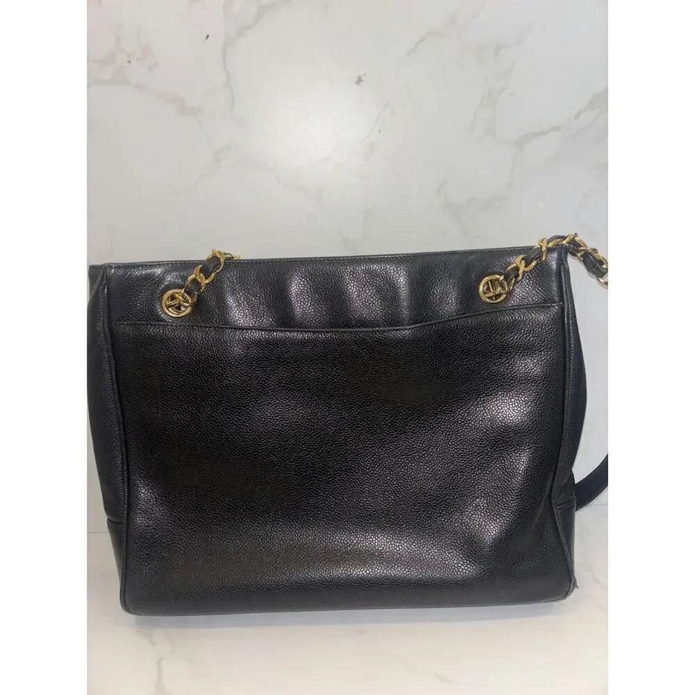 Chanel Black Leather Tote Bag - Good Condition